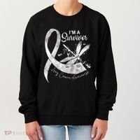 Im A Survivor Lung Cancer Dragonfly White Ribbon Women's Sweatshirt thumb 0