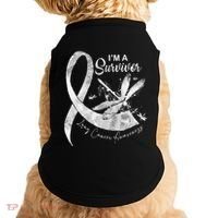 Im A Survivor Lung Cancer Dragonfly White Ribbon Doggie Tank thumb 0