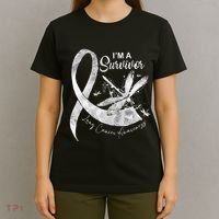 Im A Survivor Lung Cancer Dragonfly White Ribbon T-Shirt thumb 4