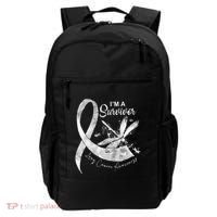 Im A Survivor Lung Cancer Dragonfly White Ribbon Backpack thumb 0