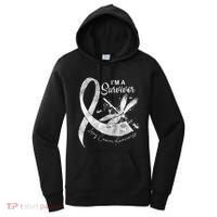 Im A Survivor Lung Cancer Dragonfly White Ribbon Women's Hoodie thumb 0