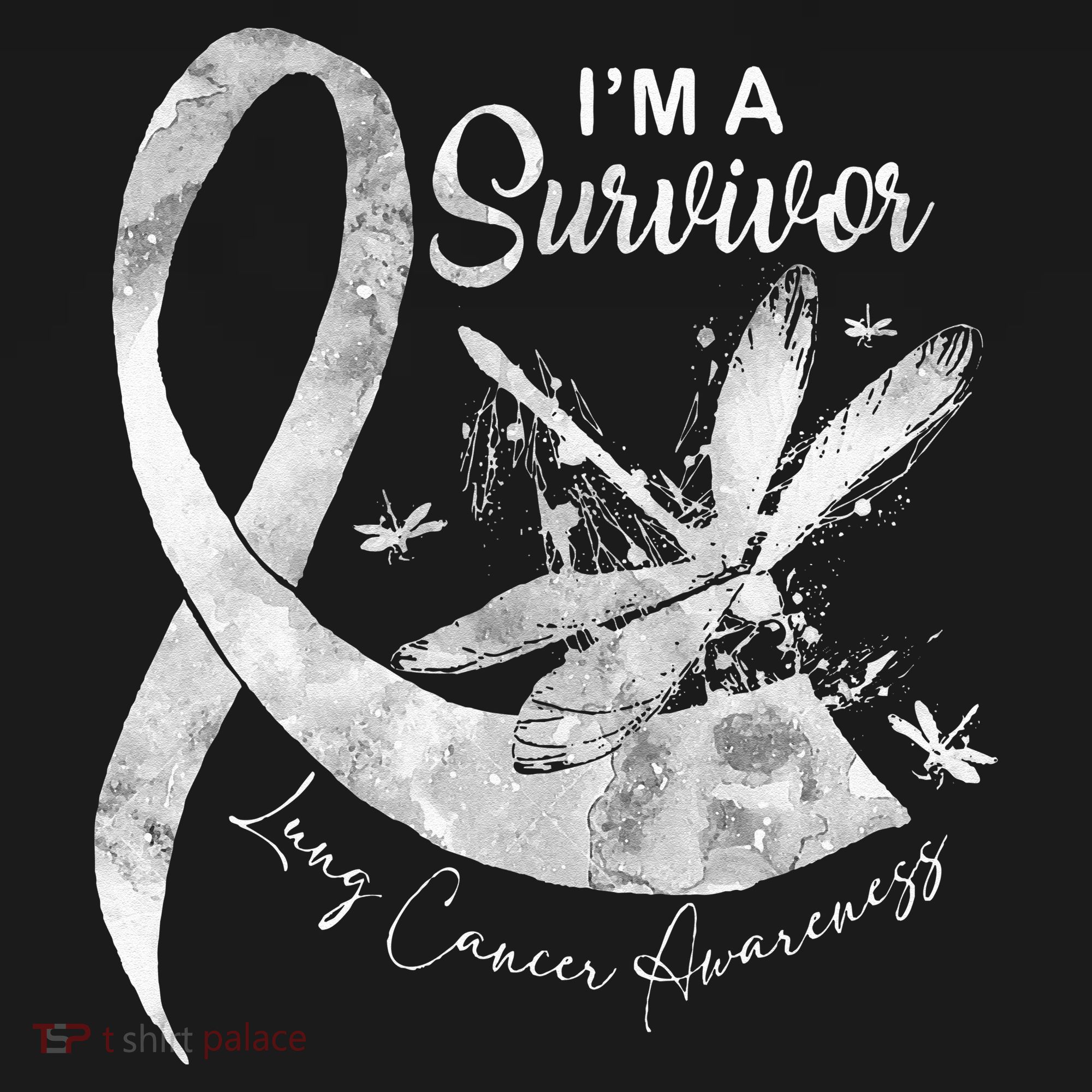Im A Survivor Lung Cancer Dragonfly White Ribbon Women's Hoodie