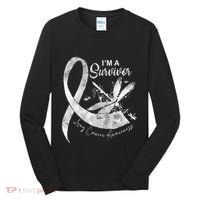 Im A Survivor Lung Cancer Dragonfly White Ribbon Tall Long Sleeve Shirt thumb 0