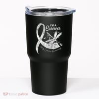 Im A Survivor Lung Cancer Dragonfly White Ribbon Tumbler thumb 0