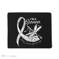 Im A Survivor Lung Cancer Dragonfly White Ribbon Mousepad thumb 0