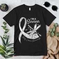 Im A Survivor Lung Cancer Dragonfly White Ribbon Premium T-Shirt thumb 2
