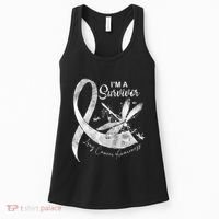 Im A Survivor Lung Cancer Dragonfly White Ribbon Women's Tank Top thumb 0