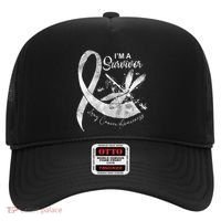 Im A Survivor Lung Cancer Dragonfly White Ribbon Hat thumb 0