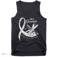 Im A Survivor Lung Cancer Dragonfly White Ribbon Tank Top thumb 0