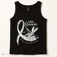 Im A Survivor Lung Cancer Dragonfly White Ribbon Tank Top thumb 2