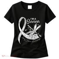 Im A Survivor Lung Cancer Dragonfly White Ribbon Women's T-Shirt thumb 0