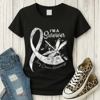 Im A Survivor Lung Cancer Dragonfly White Ribbon Women's T-Shirt thumb 3