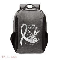 Im A Survivor Lung Cancer Dragonfly White Ribbon Vector Backpack thumb 0