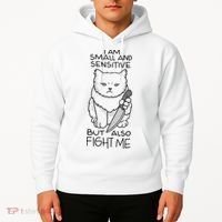 I Am Small And Sensitive But Also Fight Me Funny Cat Hoodie thumb 2