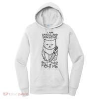 I Am Small And Sensitive But Also Fight Me Funny Cat Women's Hoodie thumb 0