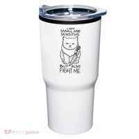 I Am Small And Sensitive But Also Fight Me Funny Cat Tumbler thumb 0