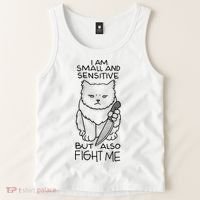 I Am Small And Sensitive But Also Fight Me Funny Cat Tank Top thumb 2