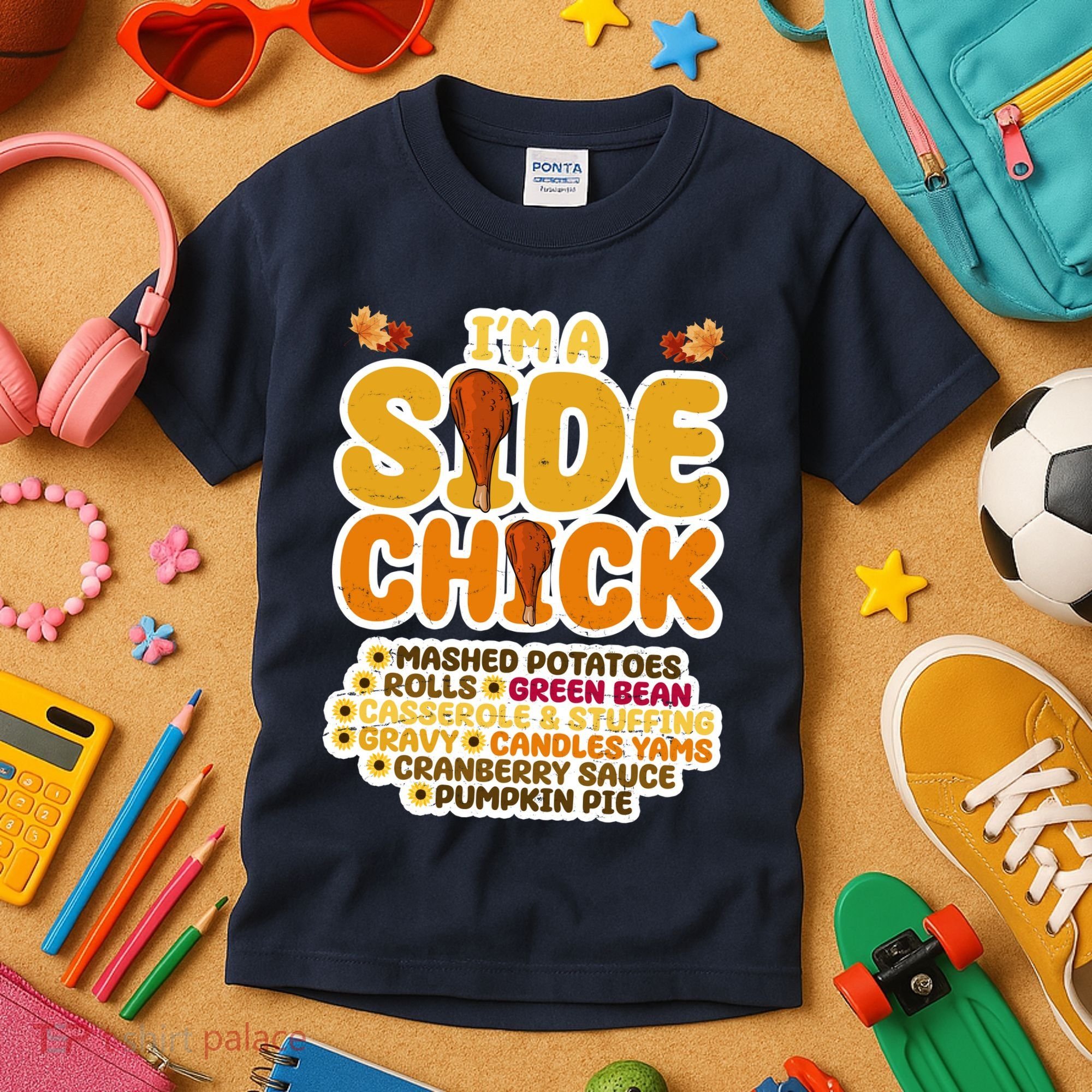 Im A Side Chick Funny Thanksgiving Dinner Kids T-Shirt