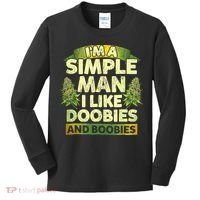 Im A Simple Man I Like Doobies And Boobies Weed 420 Kids Long Sleeve Shirt thumb 0