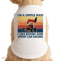Im A Simple Man I Like Boobs And Sprint Car Racing Doggie Tank thumb 0