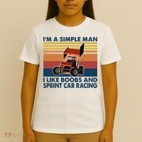 Im A Simple Man I Like Boobs And Sprint Car Racing T-Shirt thumb 4