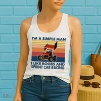 Im A Simple Man I Like Boobs And Sprint Car Racing Women's Tank Top thumb 2