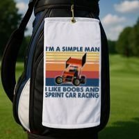Im A Simple Man I Like Boobs And Sprint Car Racing Golf Towel thumb 2