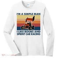 Im A Simple Man I Like Boobs And Sprint Car Racing Women's Long Sleeve Shirt thumb 0