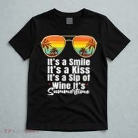 Its A Smile Its A Kiss Its A Sip Of Wine Its Summertime T-Shirt thumb 5