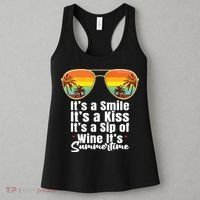 Its A Smile Its A Kiss Its A Sip Of Wine Its Summertime Women's Tank Top thumb 3