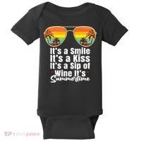 Its A Smile Its A Kiss Its A Sip Of Wine Its Summertime Baby Bodysuit thumb 0