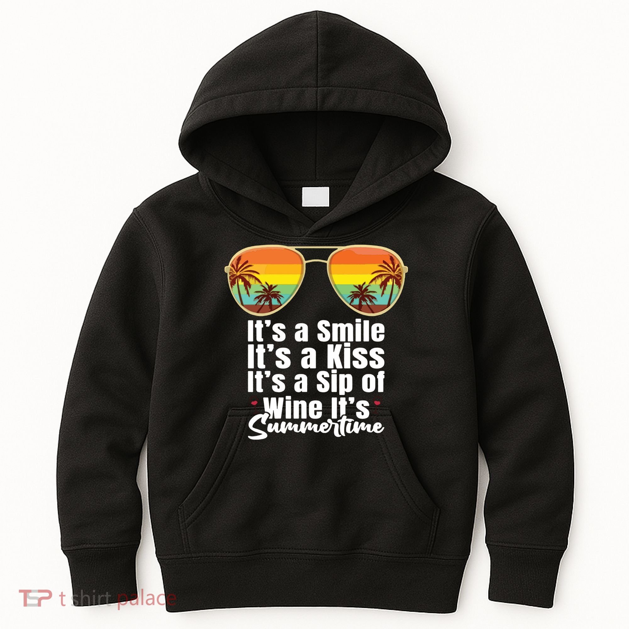Its A Smile Its A Kiss Its A Sip Of Wine Its Summertime Kids Hoodie
