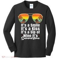 Its A Smile Its A Kiss Its A Sip Of Wine Its Summertime Kids Long Sleeve Shirt thumb 0