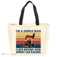 IM A Simple Man I Like Boobs And Sprint Car Racing Tote Bag thumb 0