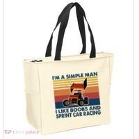IM A Simple Man I Like Boobs And Sprint Car Racing Tote Bag thumb 2