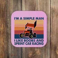 IM A Simple Man I Like Boobs And Sprint Car Racing Coaster thumb 0