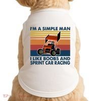 IM A Simple Man I Like Boobs And Sprint Car Racing Doggie Tank thumb 0