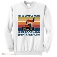 IM A Simple Man I Like Boobs And Sprint Car Racing Sweatshirt thumb 0