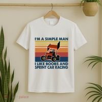 IM A Simple Man I Like Boobs And Sprint Car Racing T-Shirt thumb 2