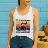 IM A Simple Man I Like Boobs And Sprint Car Racing Women's Tank Top thumb 2