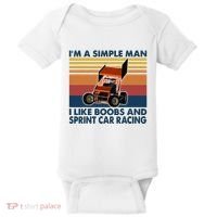 IM A Simple Man I Like Boobs And Sprint Car Racing Baby Bodysuit thumb 0