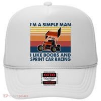 IM A Simple Man I Like Boobs And Sprint Car Racing Hat thumb 0