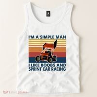 IM A Simple Man I Like Boobs And Sprint Car Racing Tank Top thumb 2