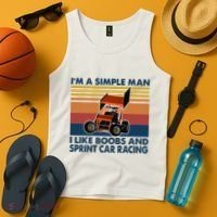 IM A Simple Man I Like Boobs And Sprint Car Racing Tank Top thumb 4