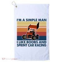 IM A Simple Man I Like Boobs And Sprint Car Racing Golf Towel thumb 0