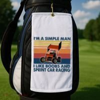 IM A Simple Man I Like Boobs And Sprint Car Racing Golf Towel thumb 2