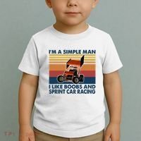 IM A Simple Man I Like Boobs And Sprint Car Racing Toddler T-Shirt thumb 2