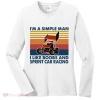 IM A Simple Man I Like Boobs And Sprint Car Racing Women's Long Sleeve Shirt thumb 0