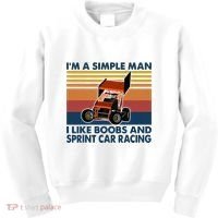 IM A Simple Man I Like Boobs And Sprint Car Racing Kids Sweatshirt thumb 0