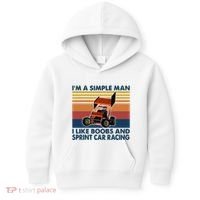 IM A Simple Man I Like Boobs And Sprint Car Racing Kids Hoodie thumb 0